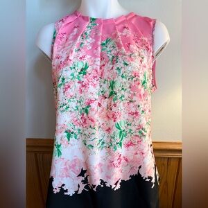 New York & Company Pink Floral Sleeveless Top